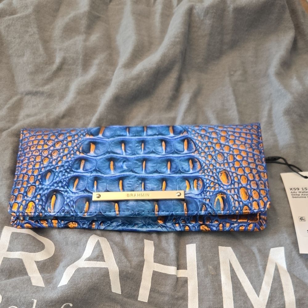 Brahmin Vibrant Blue Embossed Wallet